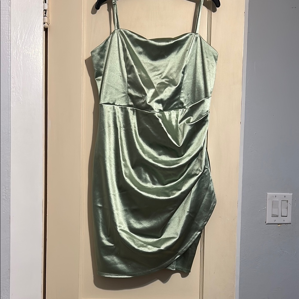 Honey and Rosie Green Ruched Bodycon Mini Dress